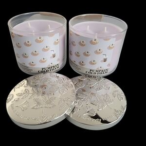 2pc Bath & Body Works Pumpkin Cold Foam 3-Wick Candles -New!!
